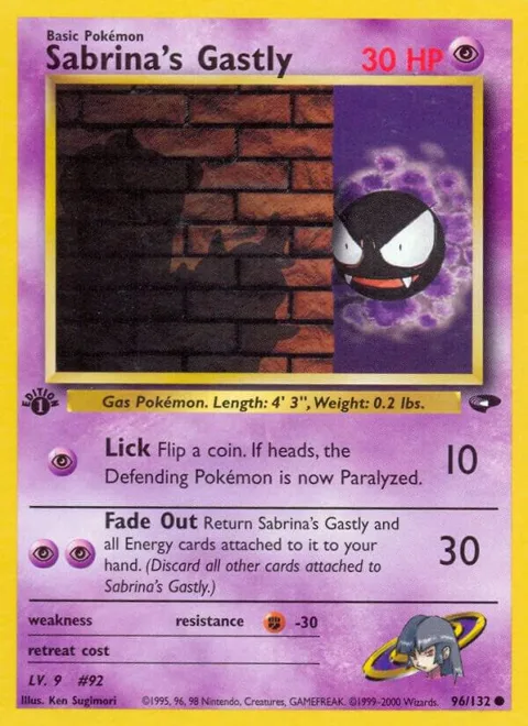 Sabrina's Gastly 96 #096/132 Unlimited Pokémon card from Gym Challenge