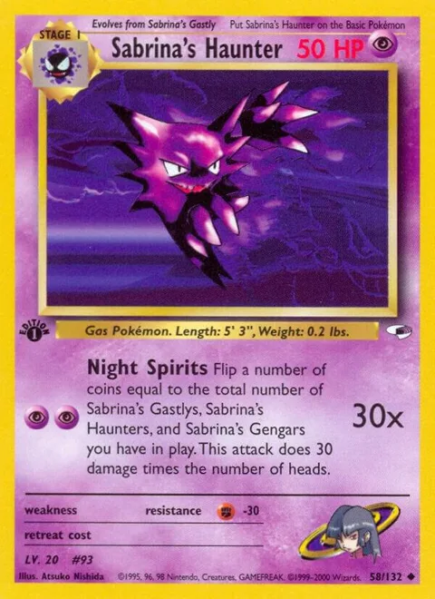 Sabrina's Haunter #058/132 1st Edition Pokémon card from Gym Heroes