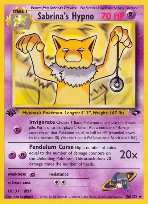 Sabrina's Hypno #056/132 Unlimited Pokémon card from Gym Challenge