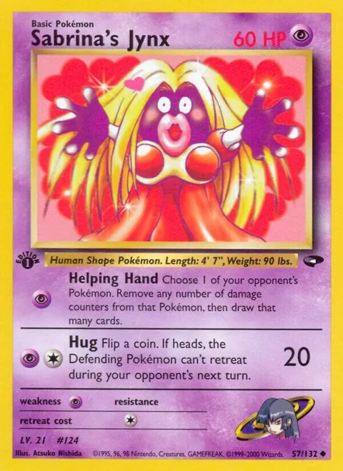 Sabrina's Jynx #057/132 1st Edition Pokémon card from Gym Challenge
