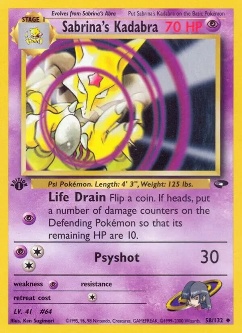 Sabrina's Kadabra #058/132 1st Edition Pokémon card from Gym Challenge