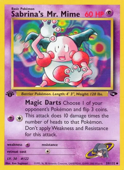 Sabrina's Mr. Mime #059/132 1st Edition Pokémon card from Gym Challenge