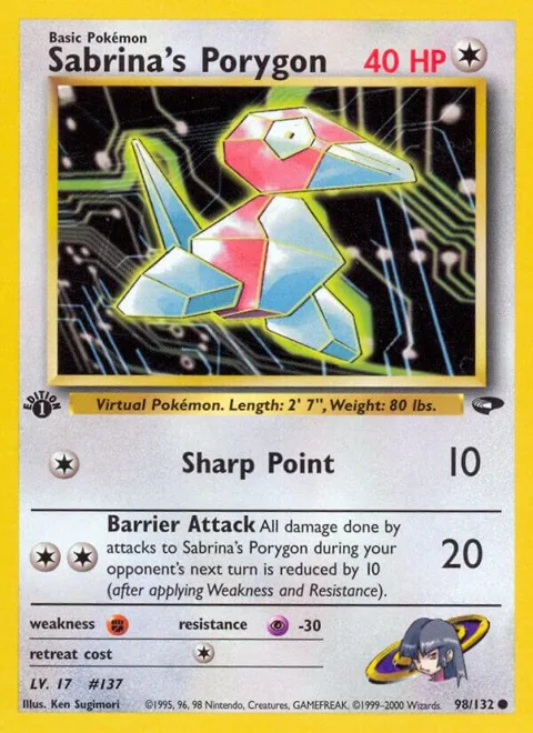 Sabrina's Porygon #098/132 Unlimited Pokémon card from Gym Challenge