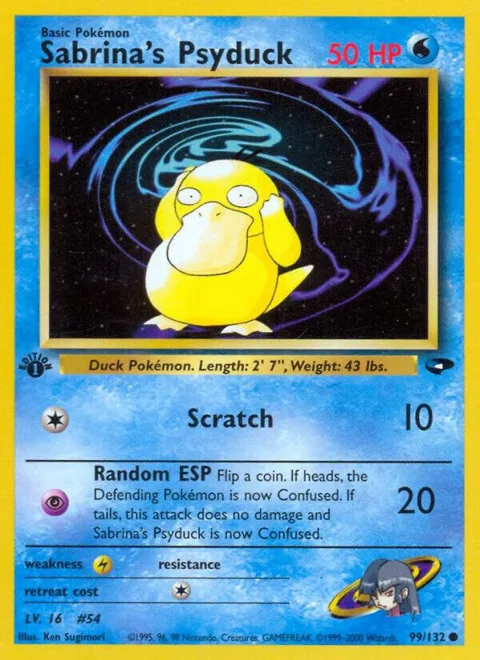 Sabrina's Psyduck #099/132 1st Edition Pokémon card from Gym Challenge