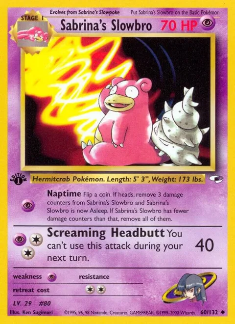 Sabrina's Slowbro #060/132 1st Edition Pokémon card from Gym Heroes