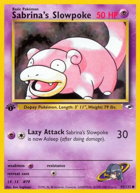 Sabrina's Slowpoke #095/132 1st Edition Pokémon card from Gym Heroes