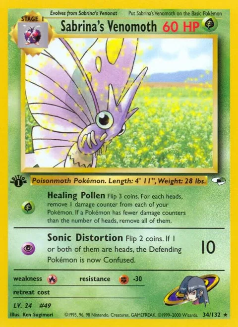 Sabrina's Venomoth #034/132 1st Edition Pokémon card from Gym Heroes