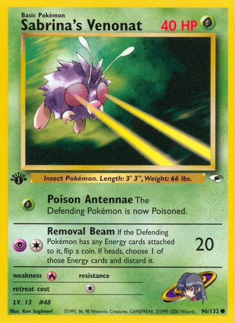 Sabrina's Venonat #096/132 Unlimited Pokémon card from Gym Heroes