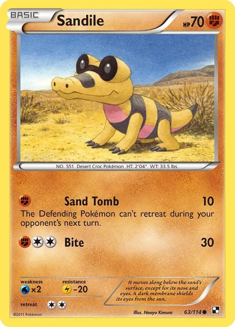 Sandile #63/114 Pokémon card from Black and White