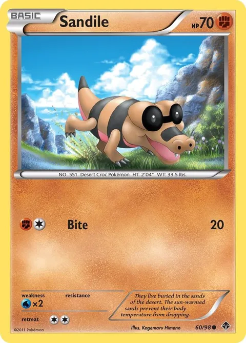 Sandile #60/98 Pokémon card from Emerging Powers