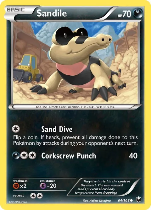 Sandile #64/108 Pokémon card from Dark Explorers