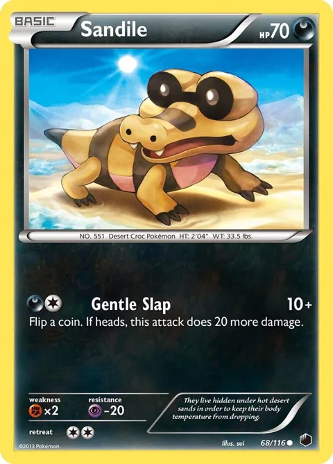 Sandile #68/116 Reverse Holofoil Pokémon card from Plasma Freeze