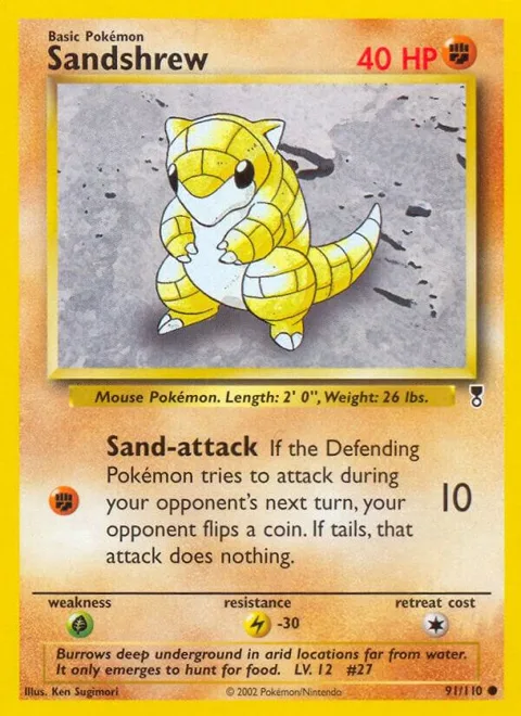 Sandshrew #091/110 Reverse Holofoil Pokémon card from Legendary Collection