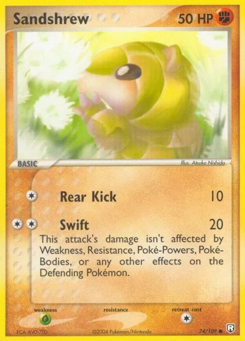 Sandshrew #74/109 Pokémon card from EX Team Rocket Returns