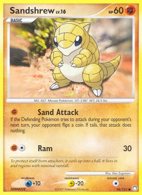 Sandshrew #96/123 Pokémon card from Mysterious Treasures