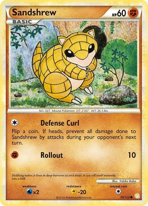 Sandshrew #79/123 Pokémon card from HeartGold SoulSilver