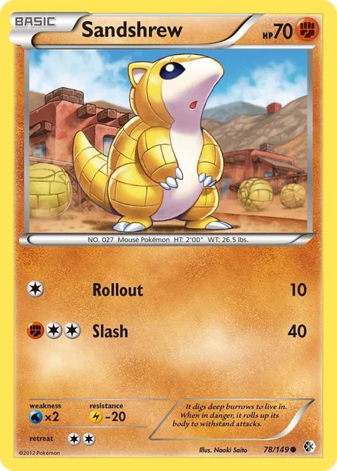Sandshrew #78/149 Reverse Holofoil Pokémon card from Boundaries Crossed