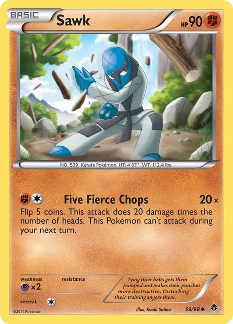 Sawk #59/98 Pokémon card from Emerging Powers