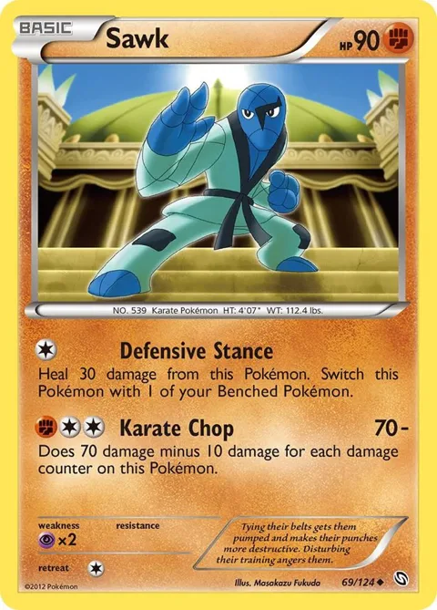 Sawk #69/124 Pokémon card from Dragons Exalted