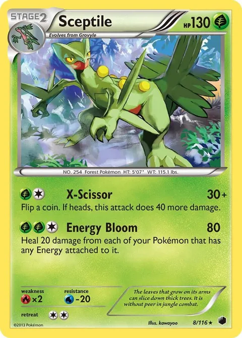 Sceptile #8/116 Reverse Holofoil Pokémon card from Plasma Freeze