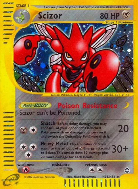 Scizor H21 #H21/H32 Holofoil Pokémon card from Aquapolis
