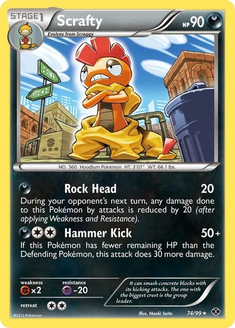 Scrafty #74/99 Reverse Holofoil Pokémon card from Next Destinies