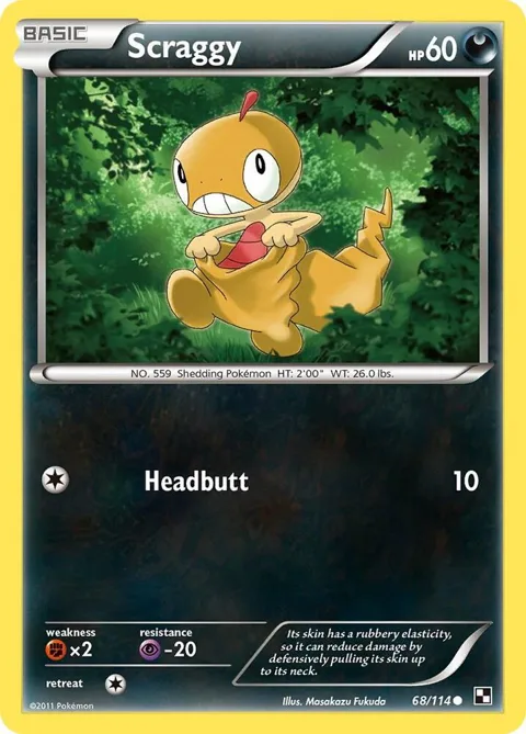 Scraggy #68/114 Reverse Holofoil Pokémon card from Black and White