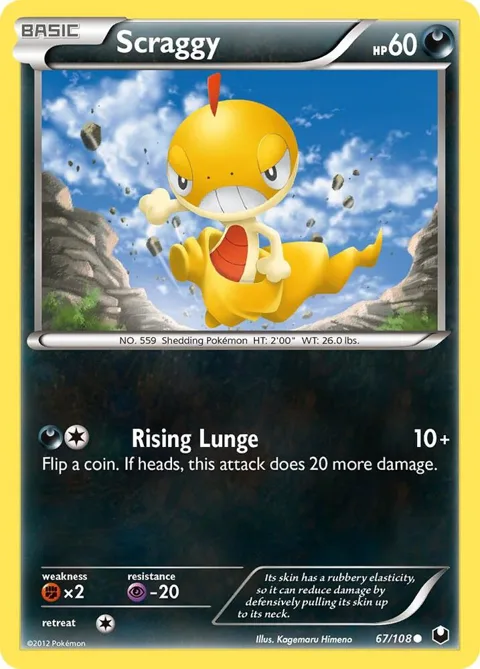 Scraggy #67/108 Reverse Holofoil Pokémon card from Dark Explorers