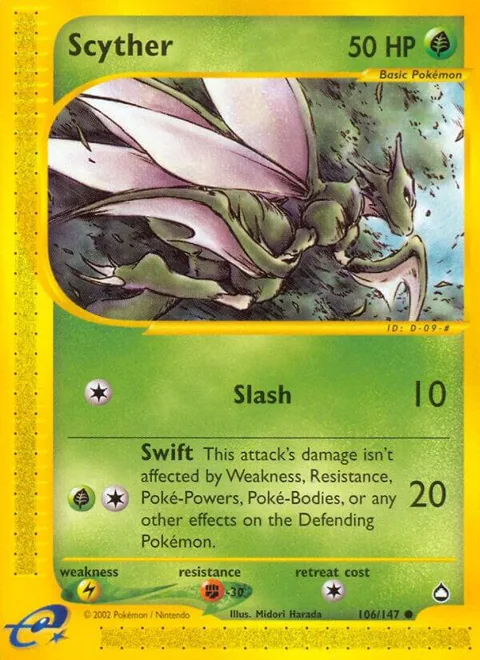 Scyther 106 #106/147 Reverse Holofoil Pokémon card from Aquapolis
