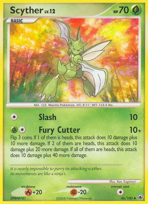 Scyther #46/100 Pokémon card from Majestic Dawn
