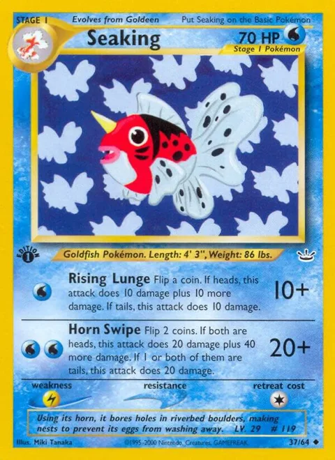Seaking #37/64 1st Edition Pokémon card from Neo Revelation