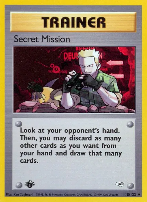 Secret Mission #118/132 1st Edition Pokémon card from Gym Heroes