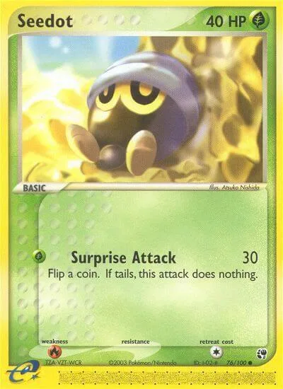 Seedot #76/100 Pokémon card from EX Sandstorm