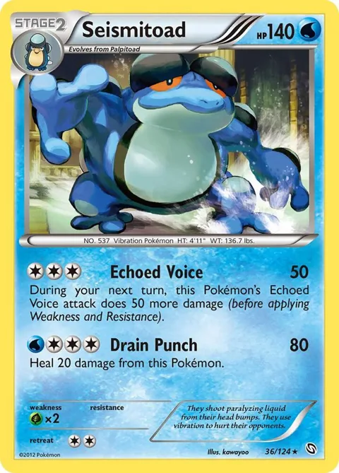 Seismitoad #36/124 Pokémon card from Dragons Exalted
