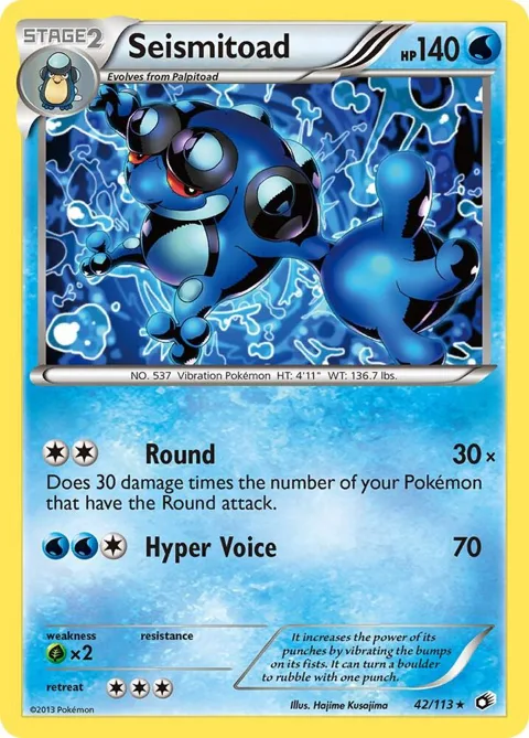 Seismitoad #42/113 Pokémon card from Legendary Treasures