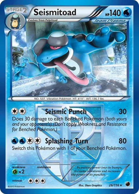 Seismitoad Team Plasma #26/116 Pokémon card from Plasma Freeze
