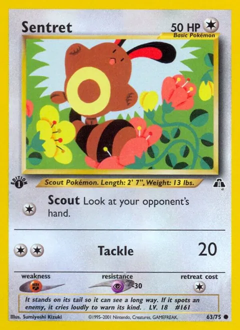 Sentret #63/75 1st Edition Pokémon card from Neo Discovery