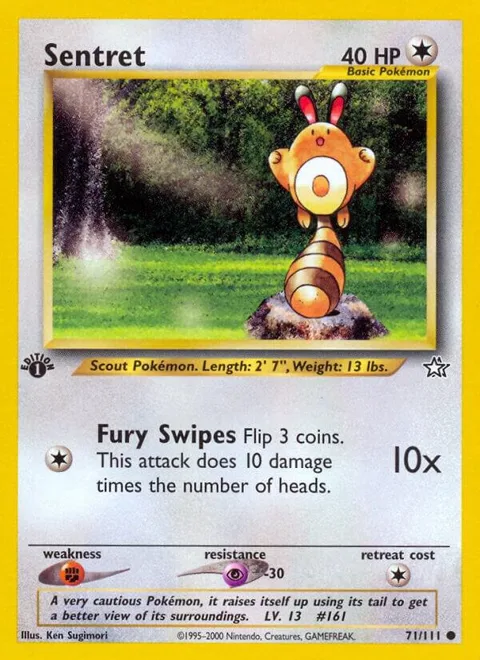 Sentret #071/111 1st Edition Pokémon card from Neo Genesis