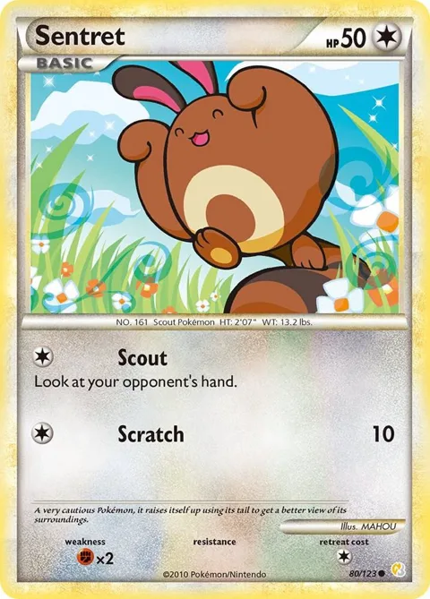 Sentret #80/123 Pokémon card from HeartGold SoulSilver