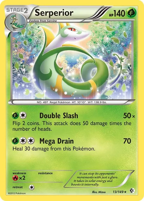 Serperior #13/149 Reverse Holofoil Pokémon card from Boundaries Crossed