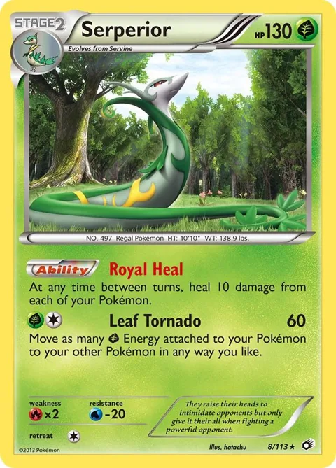 Serperior #8/113 Reverse Holofoil Pokémon card from Legendary Treasures