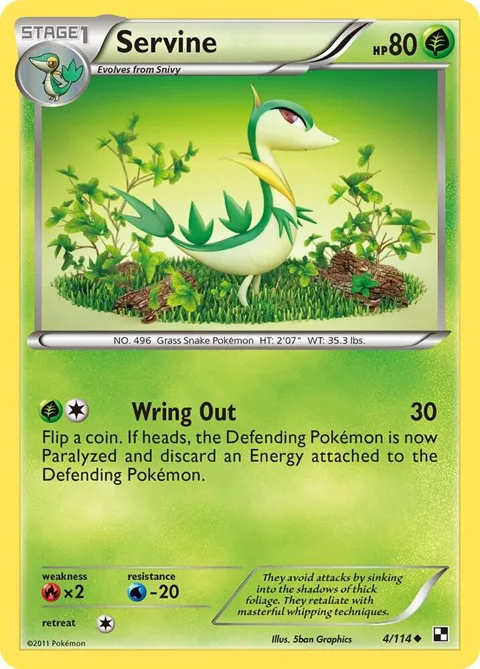 Servine 4 #4/114 Pokémon card from Black and White