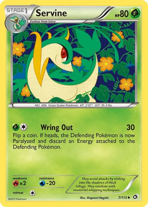 Servine #7/113 Pokémon card from Legendary Treasures