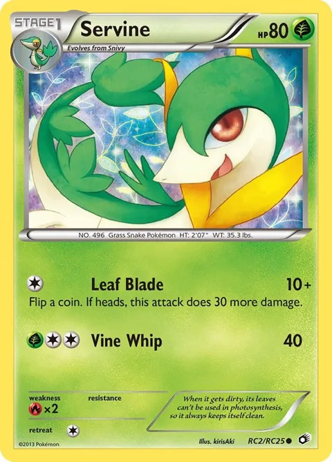 Servine #RC2/RC25 Holofoil Pokémon card from Legendary Treasures: Radiant Collection