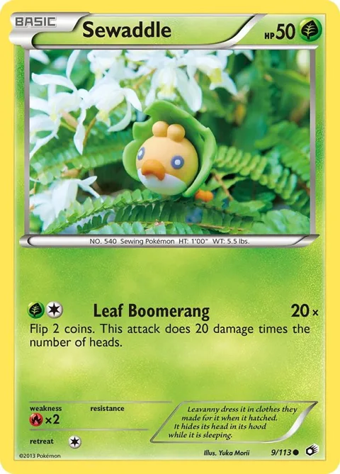 Sewaddle 9 #9/113 Pokémon card from Legendary Treasures