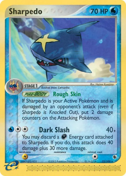 Sharpedo #22/109 Pokémon card from EX Ruby and Sapphire