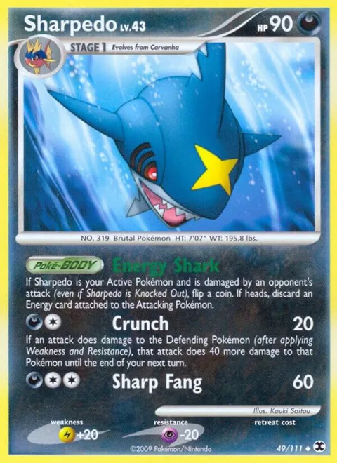 Sharpedo #49/111 Reverse Holofoil Pokémon card from Rising Rivals