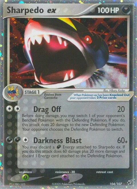 Sharpedo ex #104/107 Holofoil Pokémon card from EX Deoxys