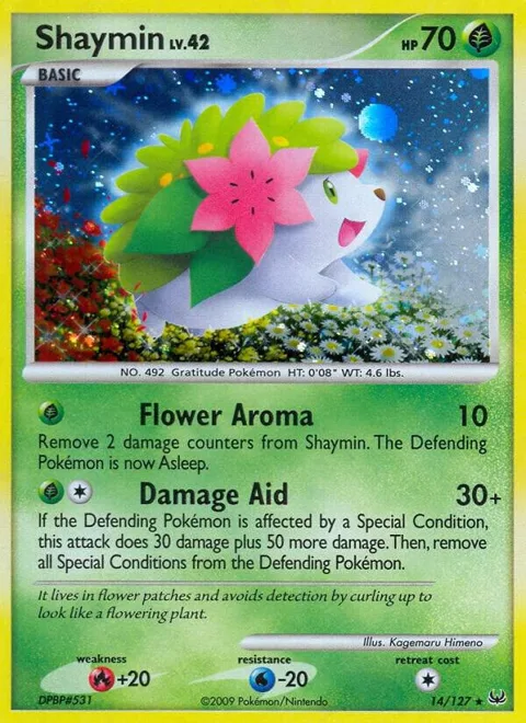 Shaymin 14 #14/127 Reverse Holofoil Pokémon card from Platinum