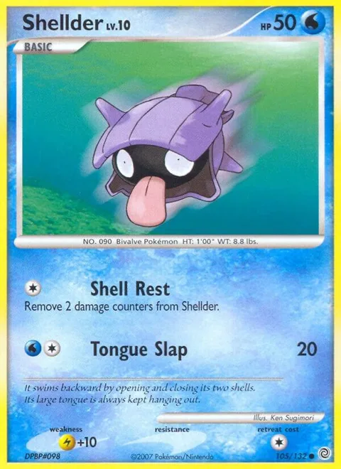 Shellder #105/132 Reverse Holofoil Pokémon card from Secret Wonders